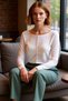 Women's Regular Fit Low Armhole Boat Neck Ribbed Long Sleeve Crop Knitwear Blouse Quality Stylish Comfortable - 2
