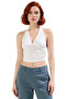 V Neck Fitted Crop Blouse Sandy Woven for Summer Casual - 3