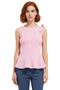 Fitted Peplum Blouse Sleeveless Crew Neck Knitted Summer Distinguished Material High Quality - 3