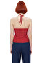 Fitted Knitted Blouse Sleeveless Jacquard Halter Neck Summer Comfortable Cut Professional Look - 4