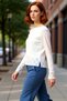 Women's Boat Neck Lace Detailed Long Sleeve Flexible Knitted Quality Stylish Comfortable Modern