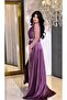 Stone Embroidered Tulle Sleeves Satin Tail Detailed Mermaid Cut Evening Dress - 6