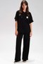 Women's Short Sleeve Hooded Black Color Fleece Tracksuit Suit C5T2N1