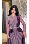 Stone Embroidered Tulle Sleeves Satin Tail Detailed Mermaid Cut Evening Dress - 5