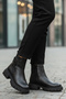 Black Genuine Leather Anti-Slip Women's Boots with Fleece Inside 23783-1 Z - 3