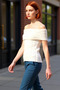 Women's Carmen Collar Textured Knitwear Blouse Casual Piece Offering Effortless Elegance and Comfort Quality