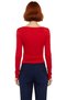 Women's Fitted Viscose Ribbed Boat Neck Low Sleeve Ruched Detail Long Sleeve Knitted Blouse for Daily Wear - 4