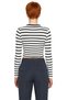 Women's Fitted Crew Neck Burgundy Striped Long Sleeve Viscose Ribbed Winter Blouse for Daily Wear - 4