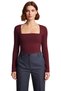 Women's Square Neck Fitted Long Sleeve Blouse Stretch Fabric Combed Cotton Single Jersey Woven for Winter Casual Wear - 3