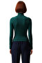 Women's Brown Gathered Mock Neck Crop Cut Long Sleeve Smart Basic Knitted Blouse for Winter Use - 4