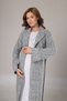 Women's Blue Melange Shawl Collar Full Length Winter Long Sleeve Special Design Maternity Nightgown Nightdress Set - 8
