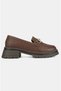 Women's Brown Genuine Natural Leather Size 36-41 Buckle Thick Heel Loafer Shoes - 5