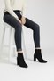 Non-Slip Sole Thick-Heeled Black Suede Boots (9 CM)
