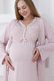 Long Sleeve Maternity Nightgown & Robe Set / Lace Trimmed Bust and Buttons / Slippers and Crown Gift - 4