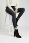 Non-Slip Sole Thick-Heeled Black Suede Boots (9 CM) - 4
