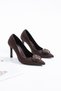Casey Women's Stiletto Buckle Heeled Shoes Brown Suede - 4