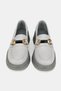 Women's Gray Genuine Natural Leather Size 36-41 Buckle Thick Heel Loafer Shoes - 4