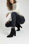 Non-Slip Sole Thick-Heeled Black Suede Boots (9 CM) - 2