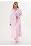 Women's Pink Shawl Collar Piped Special Design Maternity Pajama Set Nightgown 4-Piece Set - 7