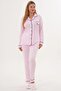 Women's Pink Shawl Collar Piped Special Design Maternity Pajama Set Nightgown 4-Piece Set - 4