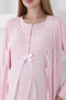 Maternity Morning Gown Nightgown Set / Buttoned and Lace Detailed / Slippers and Crown Gift - 2