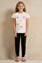 Girls Cream Smiley Patch Embellished T-Shirt - 2