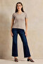 Women Beige Basic V-Neck T-Shirt - 2