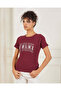 Women Burgundy Printed Active T Shirt