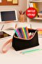 Large Capacity Pencil Bag with Wrist Strap Oxford Cloth Waterproof Pencil Case Pen Holder