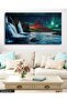 Waterfall Night Northern Lights One Piece Canvas, Canvas Painting