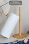 Bamboo Square Towel Napkin Holder - Counter Top Roll Towel Holder Paper Towel Stand Tableware Kitchen Organizer