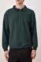 Petrol Yeşili Yeni Oversize/Geniş Kesim Polo Yaka Kalın Çıtçıtlı Sweatshirt TMNAW26SW00051 - 3