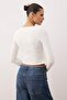 Beyaz İkili Bluz/Hırka Fitted/Vücuda Oturan Örme Bluz TWOAW26BZ00309 - 5