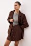 Brown Buttoned Mini Bell/A-Line Knitted Skirt Twoaw26Et00085 - 2