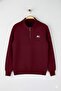 Burgundy Regular/Normal Cut Textured Label Detailed Zippered Sweatshirt Tmnaw26Sw00062 - 5