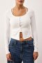 Beyaz İkili Bluz/Hırka Fitted/Vücuda Oturan Örme Bluz TWOAW26BZ00309 - 3