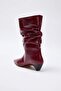 Bordo Körüklü Kadın 4 cm Kitten Üçgen Topuklu Premium Çizme TAKAW26CZ00029 - 5