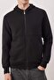 Siyah Regular/Normal Kesim Dokulu Kapüşonlu Sweatshirt TMNAW26SW00061 - 3