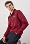 Burgundy Regular/Normal Cut Textured Label Detailed Zippered Sweatshirt Tmnaw26Sw00062 - 2