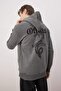 Anthracite Regular/Normal Cut Printed Hooded Sweatshirt Tmnaw26Sw00065 - 3