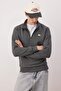 Gray Regular/Normal Cut Textured Label Detailed Zippered Sweatshirt Tmnaw26Sw00062