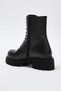 Black Genuine Leather Women's 5 cm Sole Combat Boots TAKAW26BO00109 - 7
