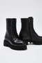 Black Genuine Leather Women's 5 cm Sole Combat Boots TAKAW26BO00109