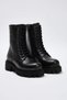 Black Genuine Leather Women's 5 cm Sole Combat Boots TAKAW26BO00109 - 4