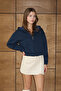 Women's 3 Thread Fleece Lined Hooded Zippered Short Cardigan 3098 - 6