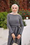 Smoked Side Tie Detailed Ribbed Double Knitwear Dress - 2