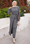 Smoked Side Tie Detailed Ribbed Double Knitwear Dress