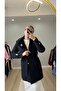 Women's Fur and Button Detailed Jacket Collar Belted Coat 95cm - 6