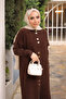 Brown Buttoned Angora Soft Knit Cardigan - 3