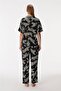 Zebra Women's Short Sleeve Front Button Shirt Pajamas Suit - 3